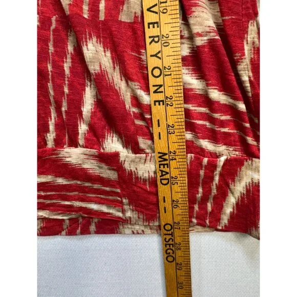 Chicos Womens Knitted Blouse Size 3 Red Abstract 3/4 Sleeve Retro Pullover Y2K - Picture 8 of 12